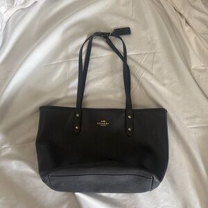 Coach Black Leather Tote with Gold Logo Hardware